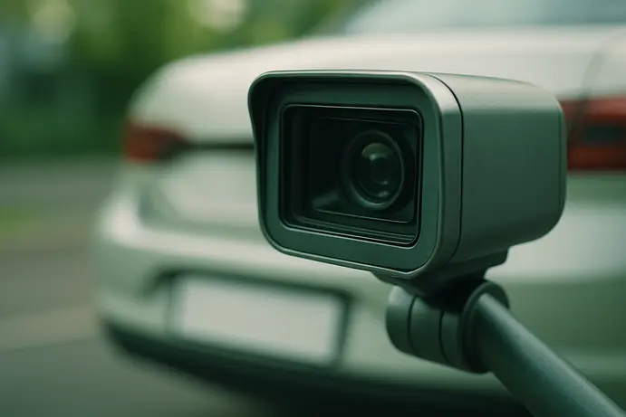 מחסום זרוע עם זיהוי לוחיות רישוי בפעולה